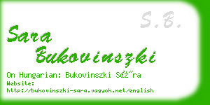 sara bukovinszki business card